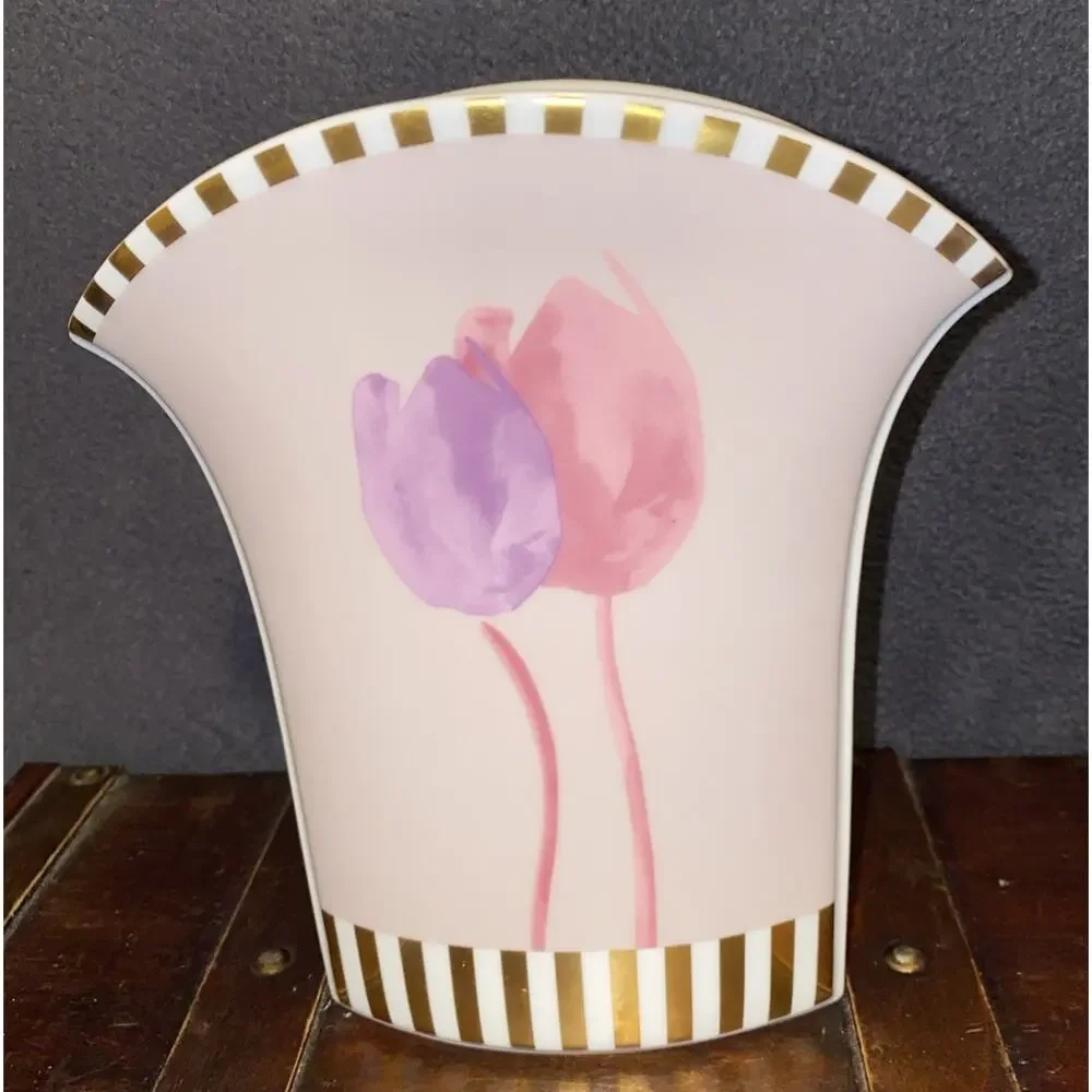 UNIQUE ROSENTHAL STUDIO LINIE LAVENDER GOLD WHITE VASE MADE IN GERMANY PRE-OWNED